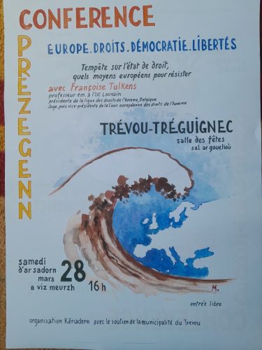 Conférence le 28 mars 2026 à 16h : "Europe, droits, démocratie, libertés" avec Pierre Toullier et Françoise Tulkens