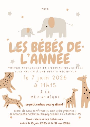 👶 L'équipe municipale de Trévou-Tréguignec invite les nouveaux bébés de la commune le 7 juin 2026