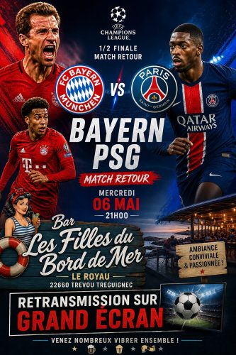mercredi 06 mai MATCH  1/2 FINALE RETOUR  RETRANSMIT SUR GRAND ECRAN