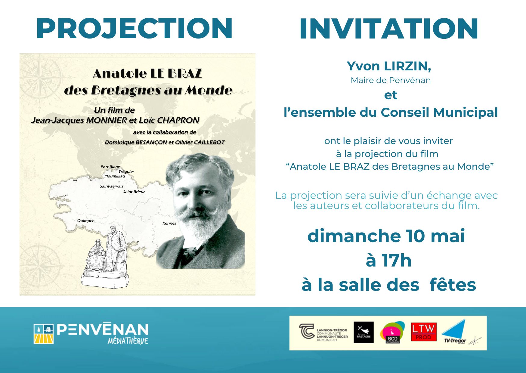 Dimanche 10 mai à 17h - Penvenan : Projection du film «Anatole Le Braz des Bretagnes au Monde»