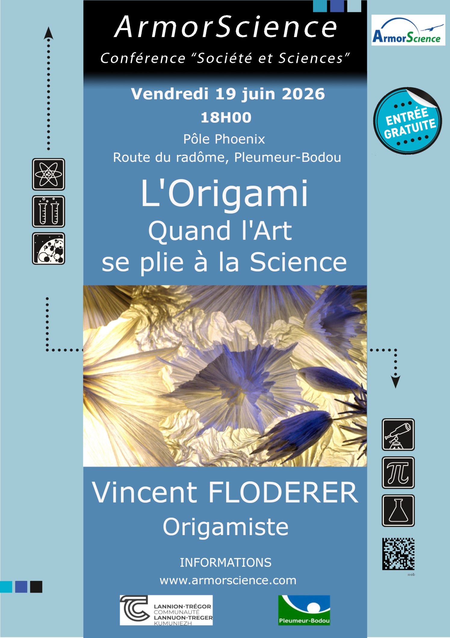 Conférence ArmorScience le 19 juin à 18h00 salle de conférences du Pôle Phénix - Pleumeur Bodou