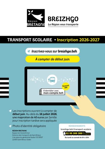 Inscriptions au transport scolaire BreizhGo – Rentrée 2026 2027