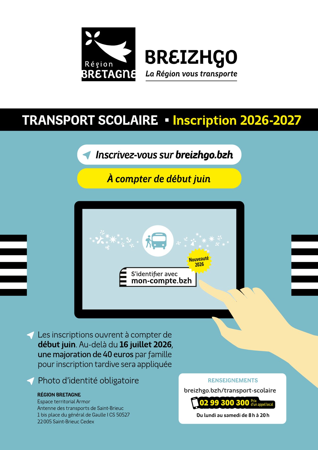 Inscriptions au transport scolaire BreizhGo – Rentrée 2026 2027