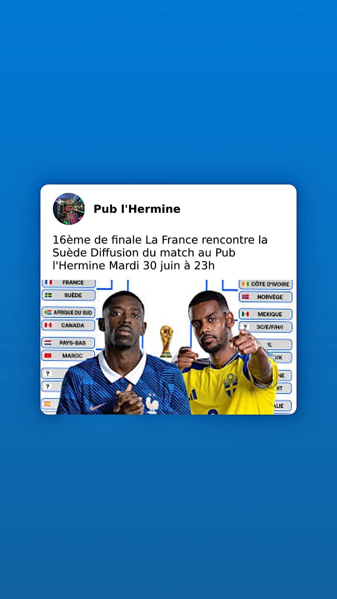 Diffusion du match France-Suède à 23h