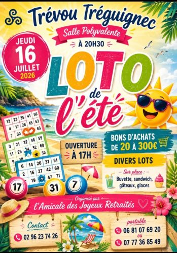 Jeudi 16 juillet : Loto de l'Été de l’Amicale des Joyeux Retraités