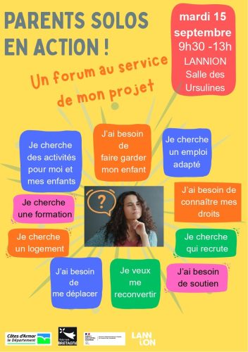 Mardi 15 septembre : Parents solos en action - un forum pour avancer dans vos projets