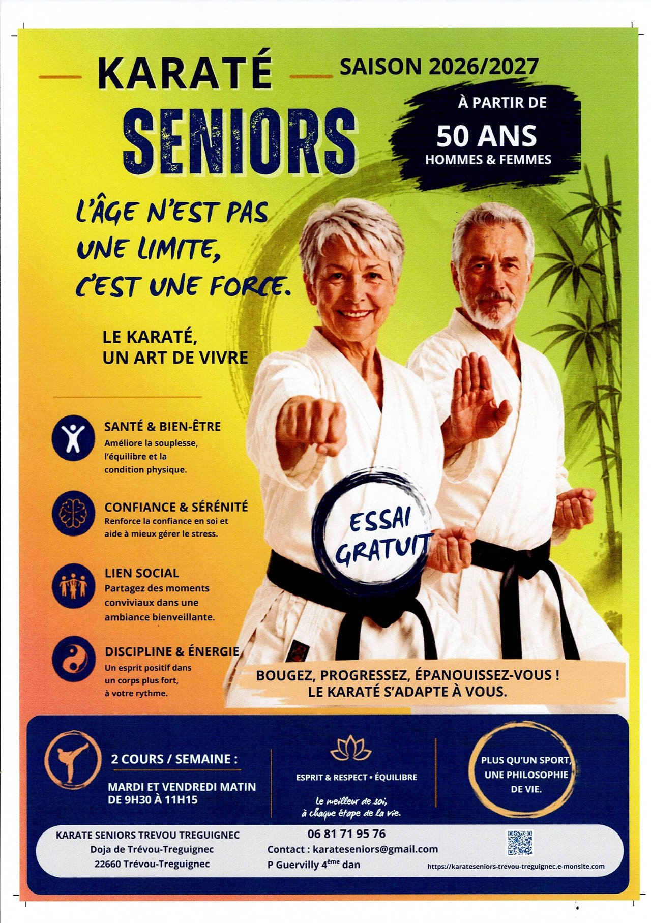 🥋Karaté seniors : reprise des cours le 15 septembre