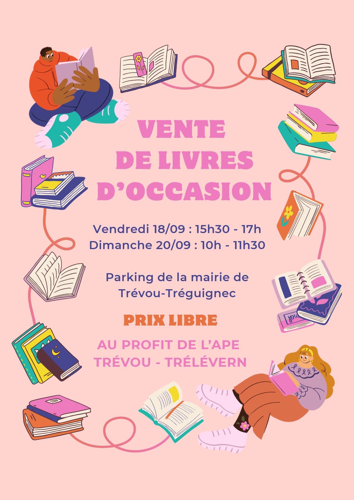 18 et 20 septembre : Grande vente de livres d’occasion organisée par l'APE Trévou-Trélévern