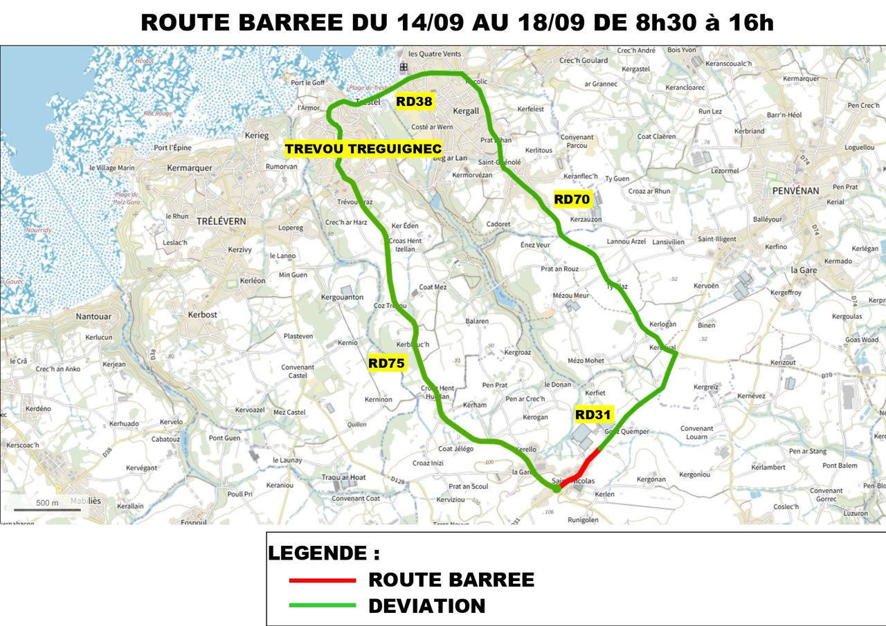 🚧 Du 14 au 18 septembre : Travaux à Saint-Nicolas de Camlez  – ROUTE BARRÉE