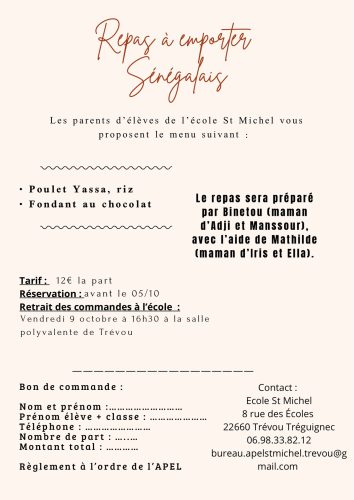 🍽️ Repas sénégalais à emporter le 9 octobre