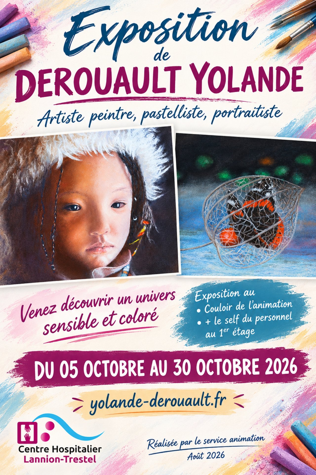 🎨 Du 5 au 30 octobre : découvrez l’exposition de Yolande Dérouault au Centre de Rééducation de Trestel