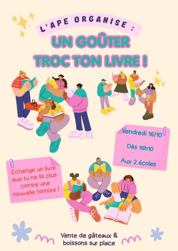 Vendredi 16 octobre : L&rsquo;APE du RPI Trévou-Trélévern organise un goûter et troc de livres